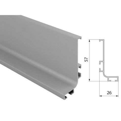 GOLA PROFILRENDSZER FELSÖ PROFIL 4200x57x26mm ALUMÍNIUM 10000691000