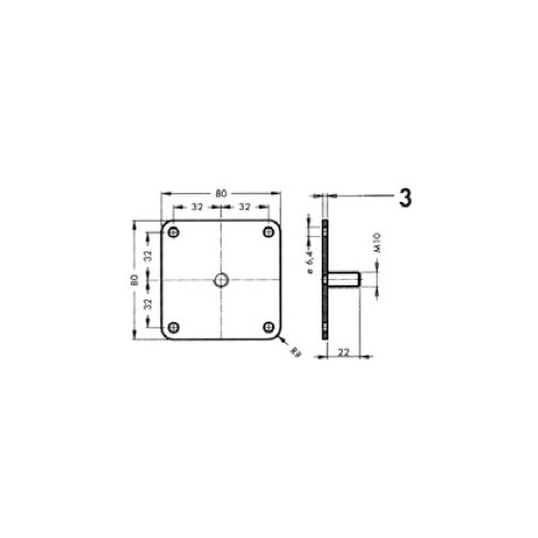 TÁVTARTÓS POLCRENDSZER 812 00 Z1 P0 00 RÖGZÍTŐ TALP 80x80mm ACÉL 10001515505