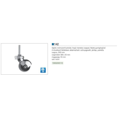 BELTÉRI BÚTORGÖRGŐ 142.40 MENETES CSAPOS 40mm  35kg KRÓM 10002305110