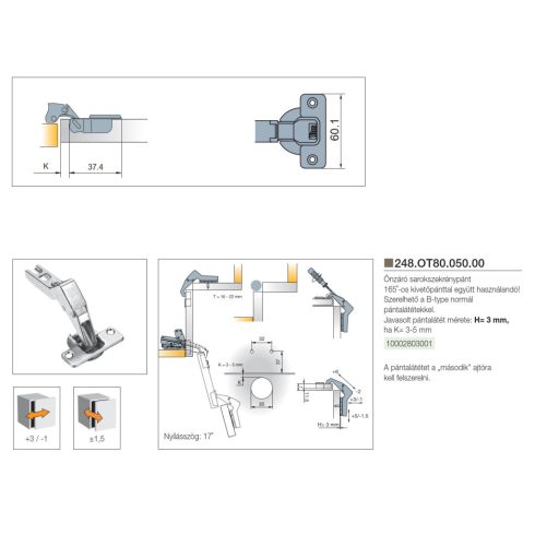 BÚTORPÁNT TITUS 248.OT80.05 SAROKSZEKRÉNYPÁNT NORMÁL NIKKEL 10002803001
