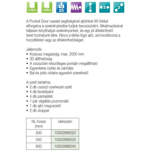BÚTORPÁNT FDS POCKET DOOR VASALAT 600MM R016002H SZÜRKE 10002886040