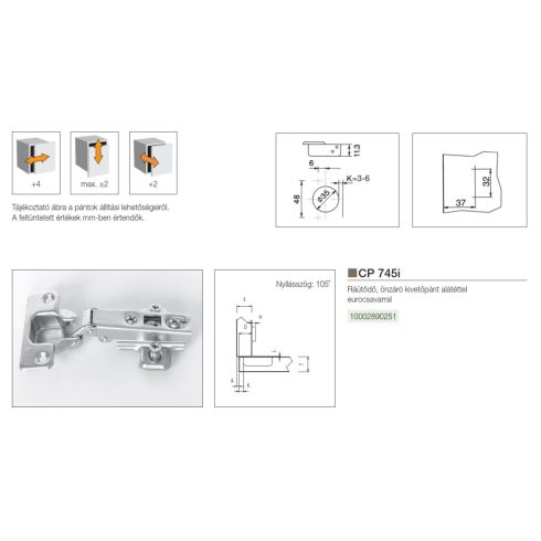 BÚTORPÁNT CP 745i RÁÜTŐDŐ PÁNT+ALÁTÉT CSAVARRAL NORMÁL NIKKEL 10002890251