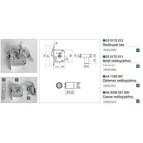 LEHMANN BÚTORZÁR 03 0170 511 BETÉT REDŐNYZÁRHOZ +KULCS NIKKEL 10003210505