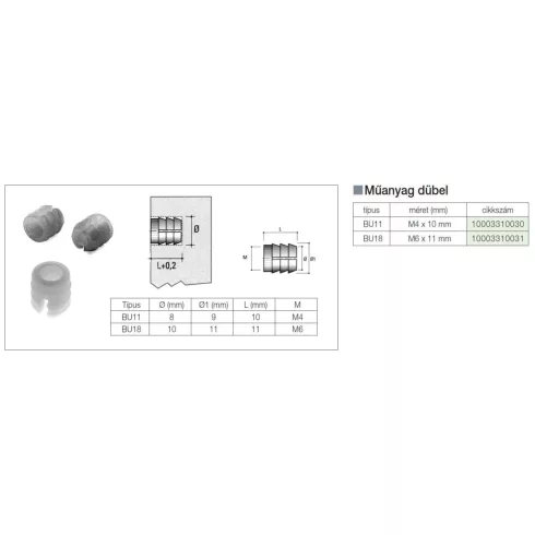 ÖSSZEHÚZÓ BU11 DÜBEL M4 8x10mm NATUR 10003310030