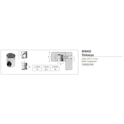 ÖSSZEHÚZÓ BA02 TÖNKANYA 10x14mm HORGANYZOTT 10003310160
