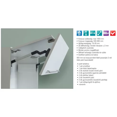 FDS FELNYÍLÓ FDS TST VÍZSZINTES HARMONIKA FELNYÍLÓ VASALAT 590-649mm; 4,1-8,1kg-ig FEHÉR 10003337300