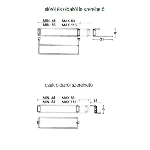 CIPŐTARTÓ 116/A OLDALRÓL SZERELHETŐ 830-1130 mm KRÓM 10004320230