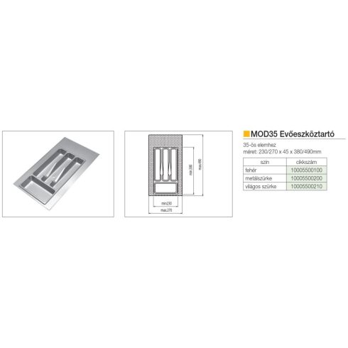 EVŐESZKÖZTARTÓ MOD 35 490×270 mm METÁL SZÜRKE 10005500200