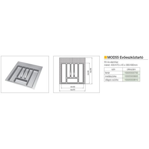 EVŐESZKÖZTARTÓ MOD 55 490×470 mm VILÁGOS SZÜRKE 10005500810