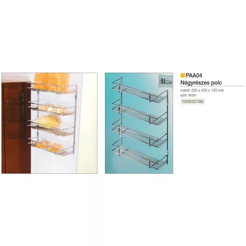 FÜRDŐSZOBAI TÁROLÓ PAA04 NÉGYRÉSZES POLC 325×400×100 mm KRÓM 10006207380