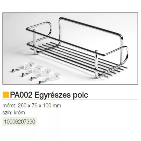 FÜRDŐSZOBAI TÁROLÓ PA002 EGYRÉSZES POLC 260×80×100 mm KRÓM 10006207390
