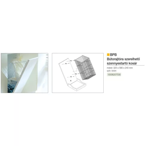 FÜRDŐSZOBAI TÁROLÓ KBPBGC SZENNYESTARTÓ KOSÁR 325×580×240 mm KRÓM 10006207530