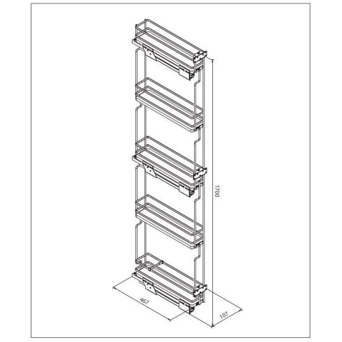 BELSŐ FÉMRÁCS ELQGM155SX BALOS OLDALLAPRA SZERELHETŐ 107×1700×468mm ANTRACIT 10006211020