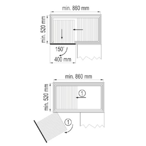 BELSŐ FÉMRÁCS E4213 SAROKVASALAT CSILLAPÍTOTT 860x530x520mm KRÓM-SZÜRKE 10006250200