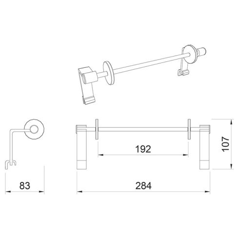 KÜLSŐ FÉMRÁCS "HANG" FÜGGESZTETT KERET (POLC, TÖRLŐTARTÓ, 3 DB AKASZTÓ) 900x420x50MM FEKETE 10006270310