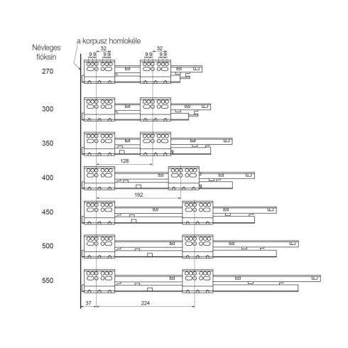 FDS DUPLAFALÚ FÉM FIÓKOLDAL FDS-DF PO-S A PUSH OPEN SZINKR 500mm, 40kg SZÜRKE 10006631641