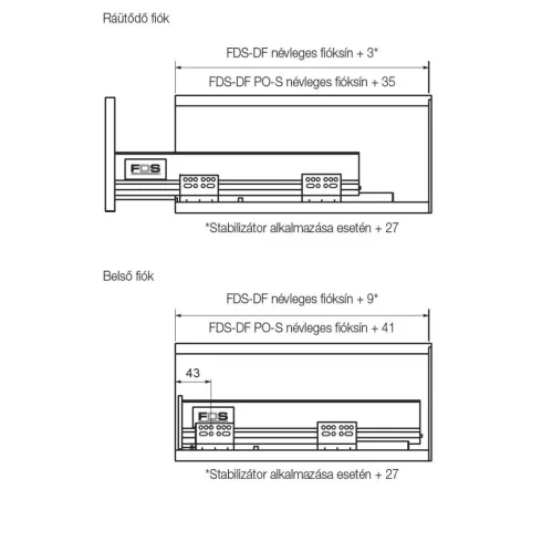 FDS DUPLAFALÚ FÉM FIÓKOLDAL FDS-DF A 270mm, 40kg FEHÉR 10006631999