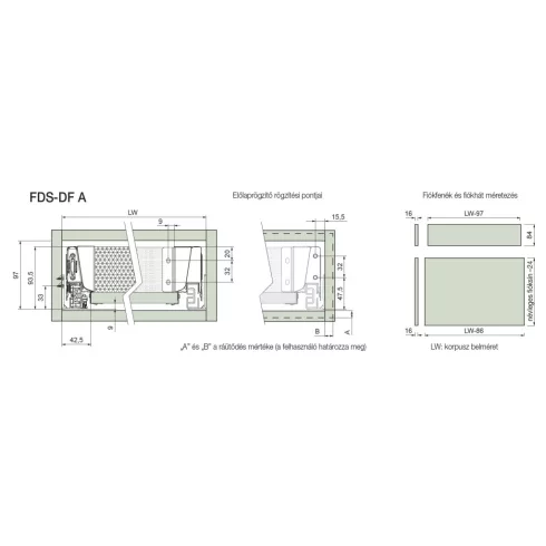 FDS DUPLAFALÚ FÉM FIÓKOLDAL FDS-DF A 270mm, 40kg FEHÉR 10006631999