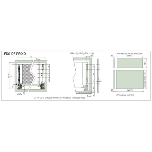 FDS DUPLAFALÚ FÉM FIÓKOLDAL FDS-PRO D 350mm MAGASÍTOTT, 40kg ANTRACIT 10006633210