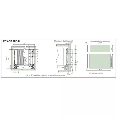 FDS DUPLAFALÚ FÉM FIÓKOLDAL FDS-PRO D 550mm, MAGASÍTOTT, 40kg ANTRACIT 10006633250