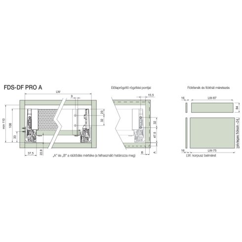 FDS DUPLAFALÚ FÉM FIÓKOLDAL FDS-PRO A 550mm, 40kg FEHÉR 10006633350
