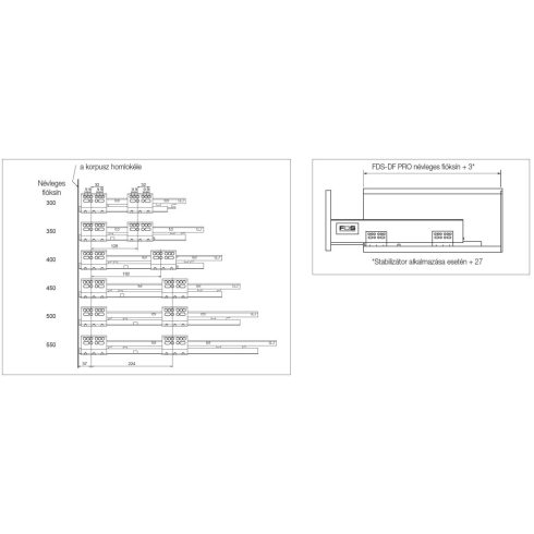 FDS DUPLAFALÚ FÉM FIÓKOLDAL FDS-PRO B 350mm MAGASÍTOTT, 40kg FEHÉR 10006633410