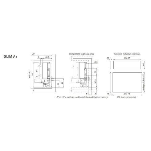 SLIM DUPLAFALÚ FIÓKOLDAL DF-A+ 450mm FEHÉR 10006634075
