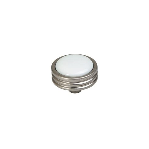 BÚTORFOGANTYÚ P49 GOMB - 34mm ANTIK NIKKEL-FÉNYES FEHÉR 10007553130
