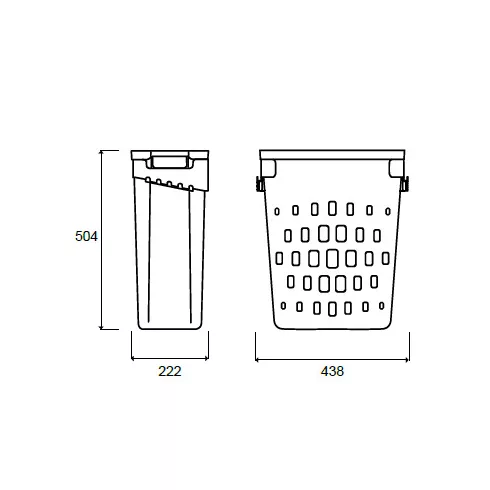 FŰRDŐSZOBAI TÁROLÓ LAB1RIBAC SZENNYESKOSÁR FELFOGATÓ NÉLKÜL 40 L, 222x438x504 mm FEHÉR 10010002000
