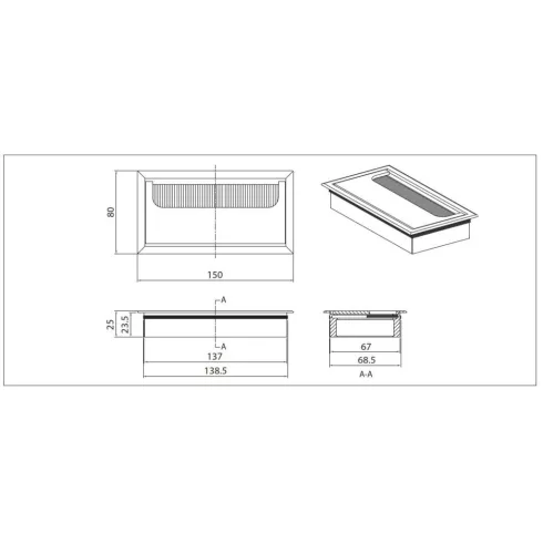 IRODABÚTOR KIEGÉSZÍTŐ 30134 KÁBELKIVEZETŐ 150x81x28mm ALUMÍNIUM 10010400200