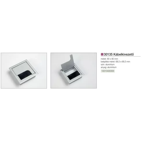 IRODABÚTOR KIEGÉSZÍTŐ 30135 KÁBELKIVEZETŐ 80x80x25mm ALUMÍNIUM 10010400300