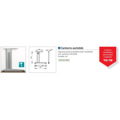 IRODAI ASZTALLÁB CANBERRA 695mm RAL9006 ALUMÍNIUM 10010410020