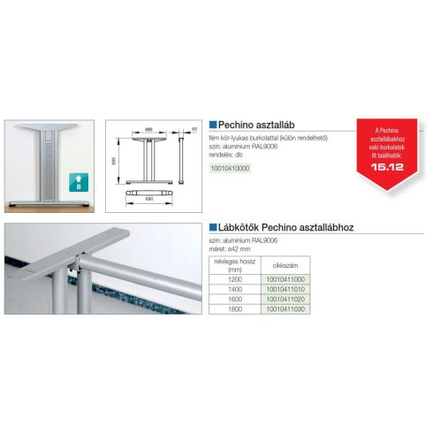 IRODAI ASZTALLÁB ÁTKÖTŐELEM CSÖVES 1400mm RAL9006 ALUMÍNIUM 10010411010