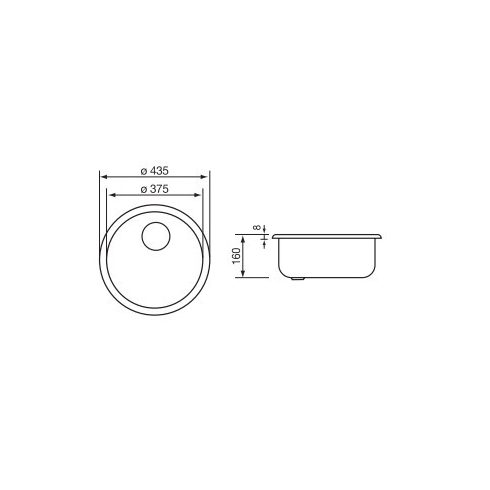 CM MOSOGATÓ CINZIA 1 MEDENCE KÖR D=435mm ACÉL 10012130000