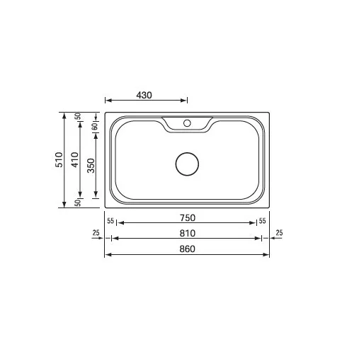 CM MOSOGATÓ EUREKA 1 MEDENCE 860x510mm ACÉL 10012130050