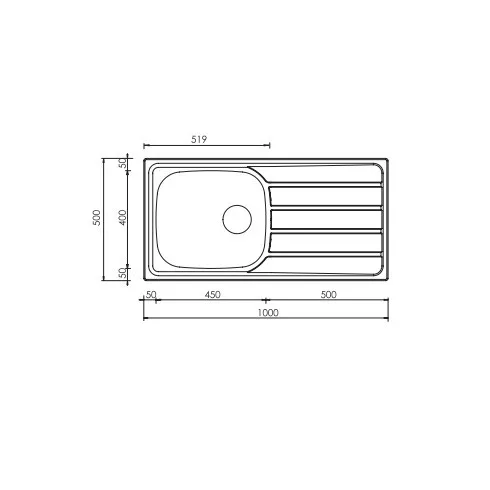 CM MOSOGATÓ UNIVERSAL 1 MEDENCE+CSEPEGTETŐ 1000x500mm ACÉL 10012130140
