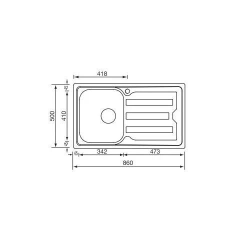 CM MOSOGATÓ CRISTAL 1 MEDENCE+CSEPEGTETŐ 860x500mm ACÉL 10012130170