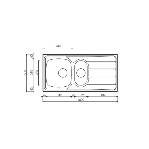 CM MOSOGATÓ UNIVERSAL 1,5 MEDENCE+CSEPEGTETŐ 1000x500mm ACÉL 10012130300