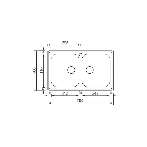 CM MOSOGATÓ CRISTAL 2 MEDENCE 790x500mm ACÉL 10012130530