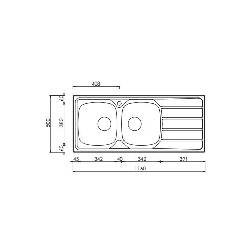 CM MOSOGATÓ UNIVERSAL 2 MEDENCE+CSEPEGTETŐ 1160x500mm ACÉL 10012130700