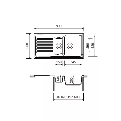 GRAWA GRÁNIT MOSOGATÓ GRAWA PT4-9910T 990x500mm BARNA 10012150203