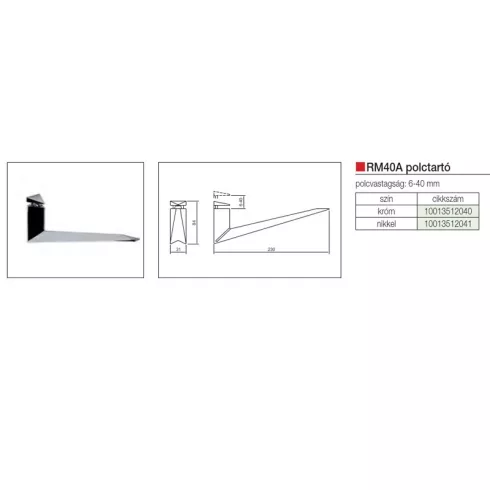 POLCTARTÓ ART RM40A ÁLLÍTHATÓ 31x84x230 mm NIKKEL 10013512041