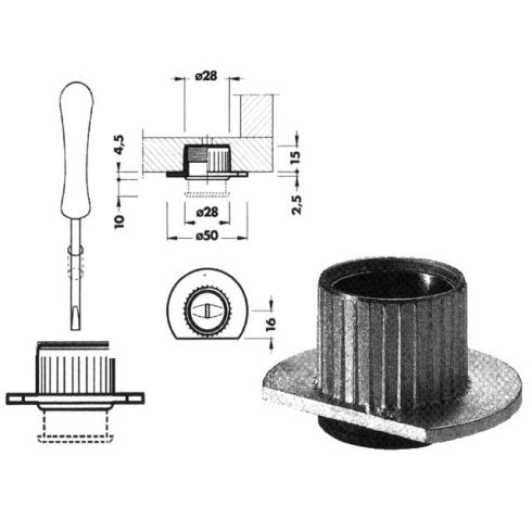 FÉM SZINTEZŐ LÁB 304-ES 19,5 mm HORGANYZOTT 10014100210