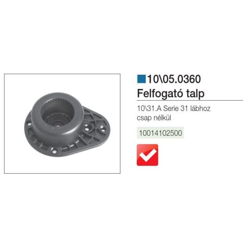 MŰANYAG SZEKRÉNYLÁB 1005.0360 felfogató csap nélk 65x82,5mm, átmérő: 50mm FEKETE 10014102500