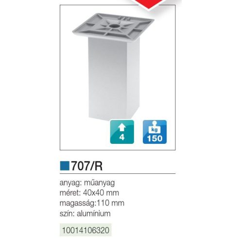 MŰANYAG DESIGN LÁB ART 707/R H=110 mm 150 kg ALUMÍNIUM 10014106320