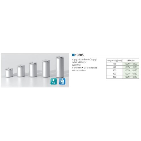 FÉM DESIGN LÁB 19305 D:60X60mm ALUMÍNIUM 10014110100