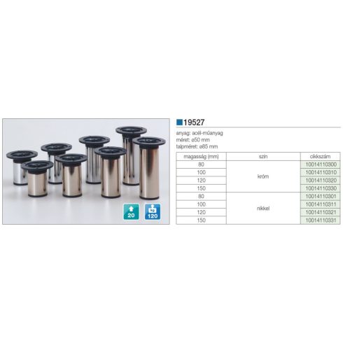 FÉM DESIGN LÁB 19527 D:50X80mm KRÓM 10014110300