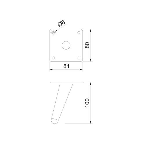 FÉM DESIGN LÁB 19612 DÖNTÖTT KÚPOS 100mm MATT FEKETE 10014110450