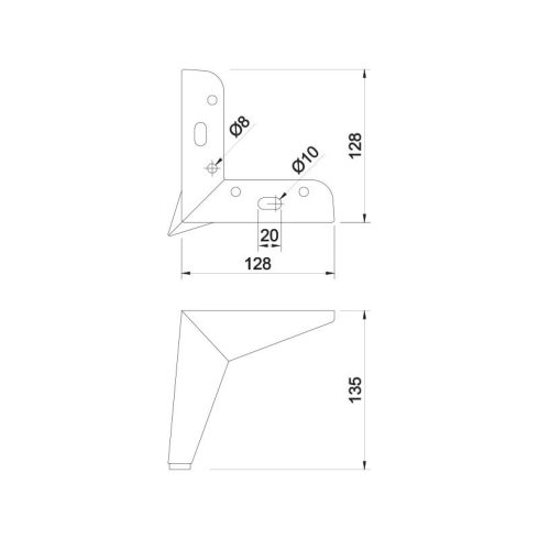 FÉM DESIGN LÁB 19555 DÖNTÖTT SZÖGLETES 130mm MATT FEKETE 10014110490