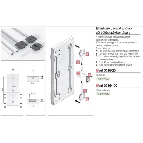 TOLÓAJTÓ BÚTORLAPHOZ 0016/100 ELLENHÚZÓ VASALAT 2240MM FEKETE 10014603310